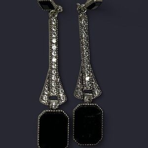 Elegant Black and Silver Drop Earrings